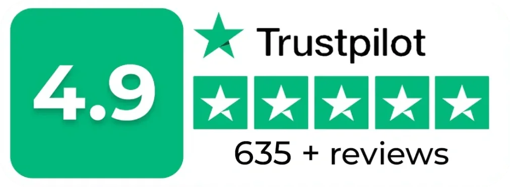 Trustpilot 4.9 rating with 635+ verified UK reviews